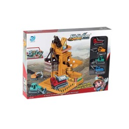 Engineering crane +48PCS puzzle with 4 alloy cars