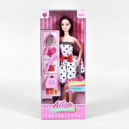 Doll set: Alisa in Polka Dots Dress B&W