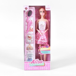 Doll set: Alisa in a Dress - Pink/White