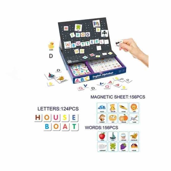 Three dimensional magnetic book of english letters
